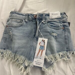 Celebrity Pink Light Blue Denim Jean Shorts